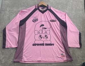 Lazy Oaf x Esther Bunny Football Jersey Adult Size XL Pink Long Sleeve Collab